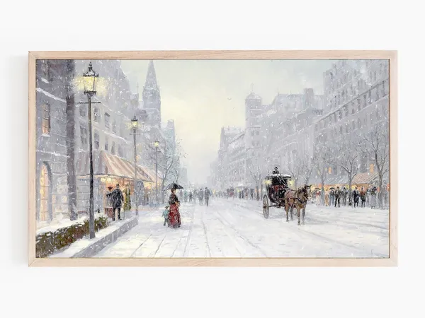 Vintage Christmas Landscapes Art Print, Holiday Decor