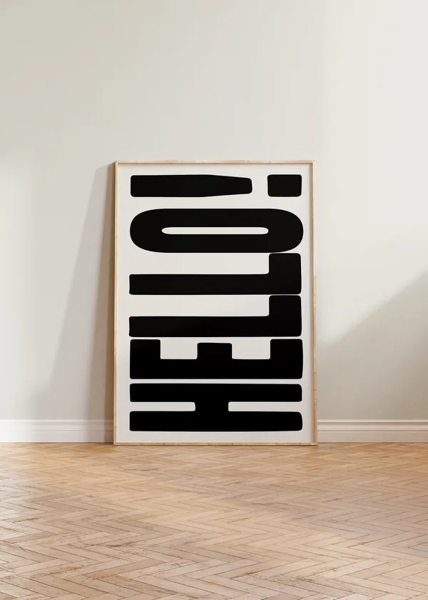 Hello Bold Typography Poster, Eclectic Retro Style