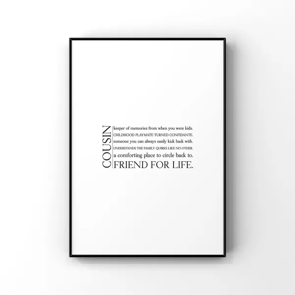 Cousin Definition Quote Print, Gift for Cousin