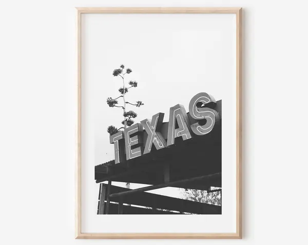 Texas Black And White Southwestern Travel Poster