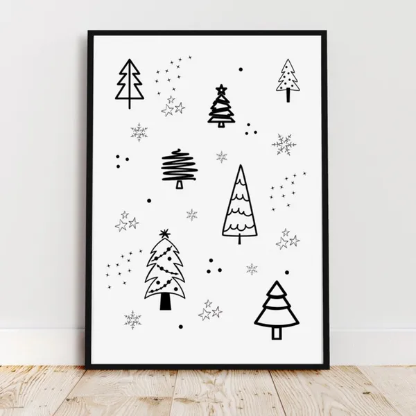Christmas Tree Holiday Poster, Christmas Time Decor