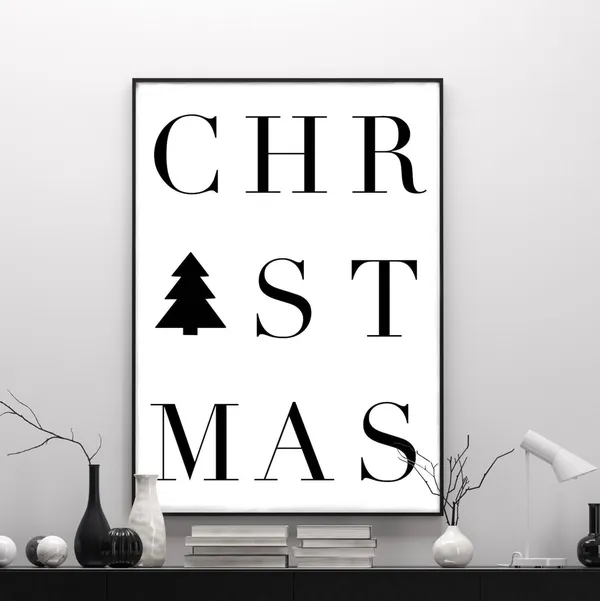 Ho Ho Ho Reindeer Christmas Poster, Modern Decor