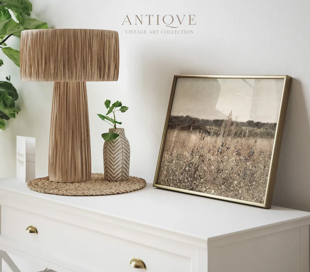 Neutral Wildflower Print, Vintage Farmhouse Decor - Image 3