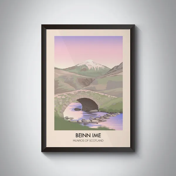 Beinn Ime Vintage Travel Poster, Scottish Highlands