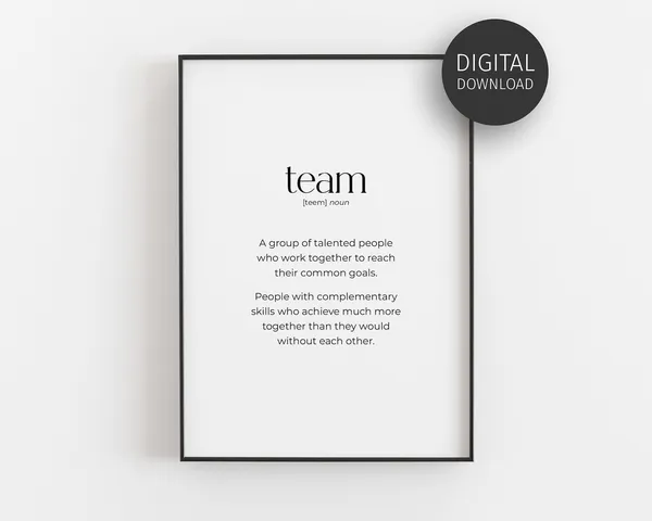 Team Definition Motivational Office Art Print