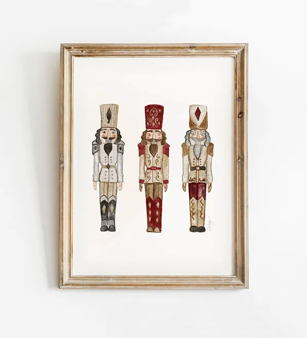 Christmas Nutcrackers Vintage Holiday Wall Art Print