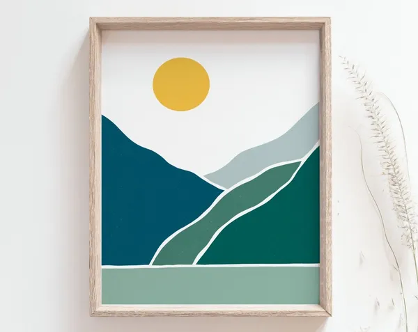 Sunset Over the Mountain, Mid-Century Modern Print