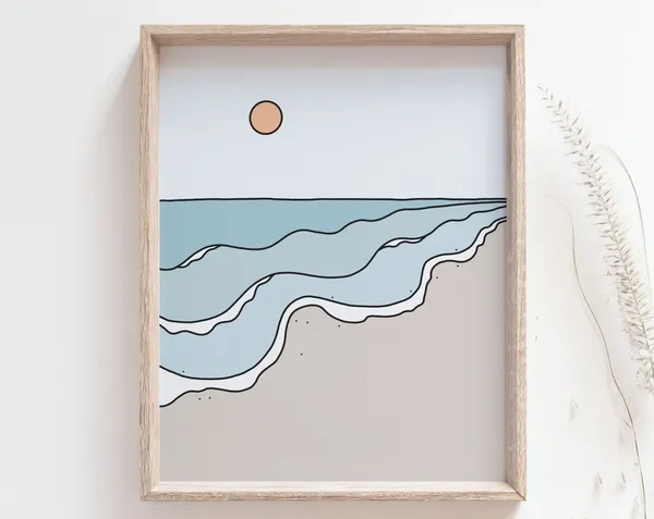 Beach Sunrise Sunset Simple Line Poster Print