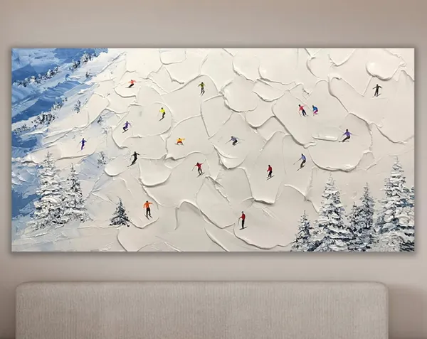 Skier on Snowy Mountain Art Print, Personalized