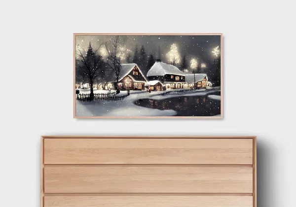 Winter Frame TV Art Christmas Holiday Evening Poster
