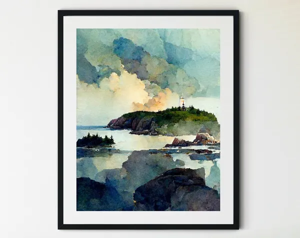 Acadia National Park Retro Travel Poster, Maine