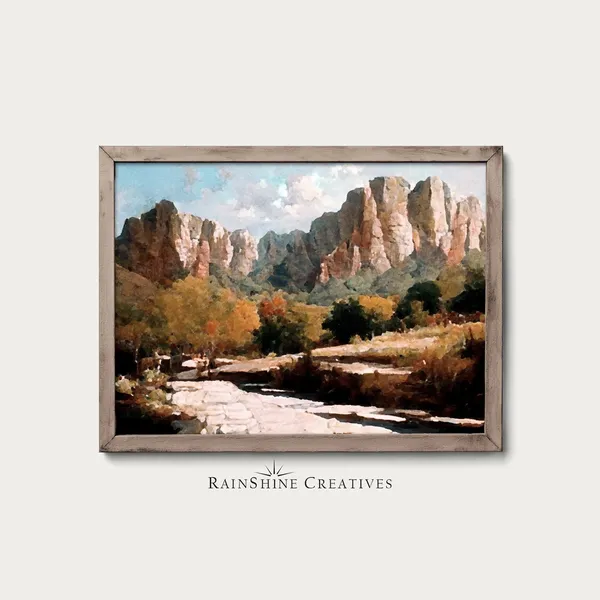 Zion National Park Utah Vintage Landscape Oil Print