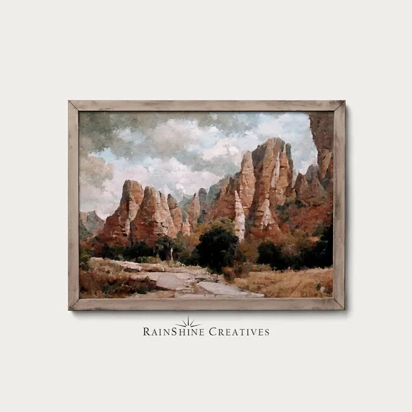 Zion National Park Vintage Landscape Art Print