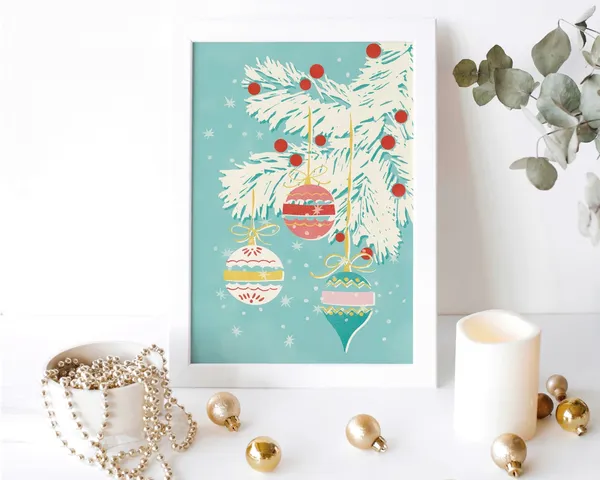 Vintage Ornaments Christmas Print, 1950s Maximalist Decor