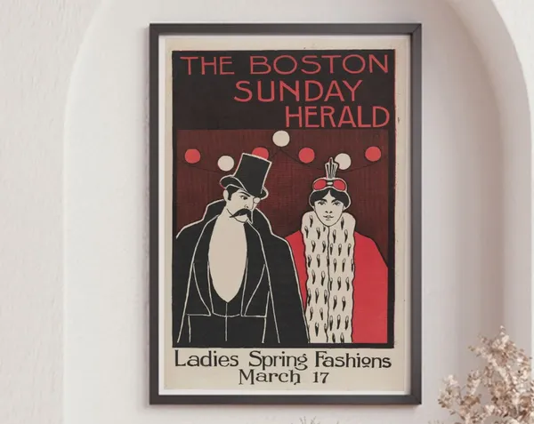 Boston Sunday Herald Art Deco Vintage Advertising Print