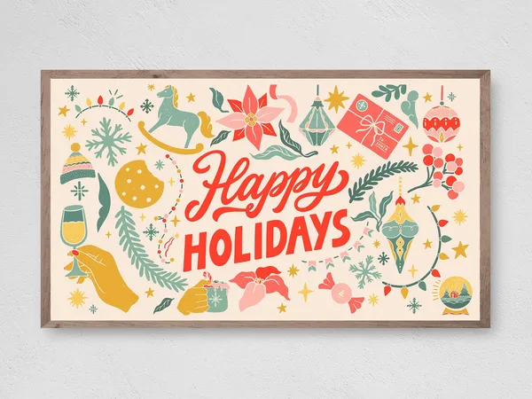 Christmas Retro Happy Holidays Travel Poster