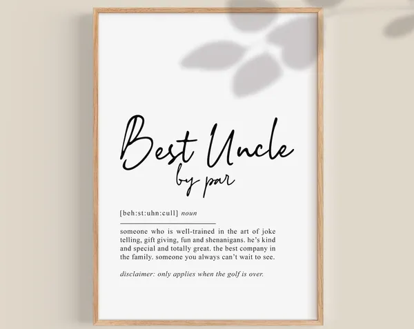 Best Uncle By Par Definition Funny Golf Art Print