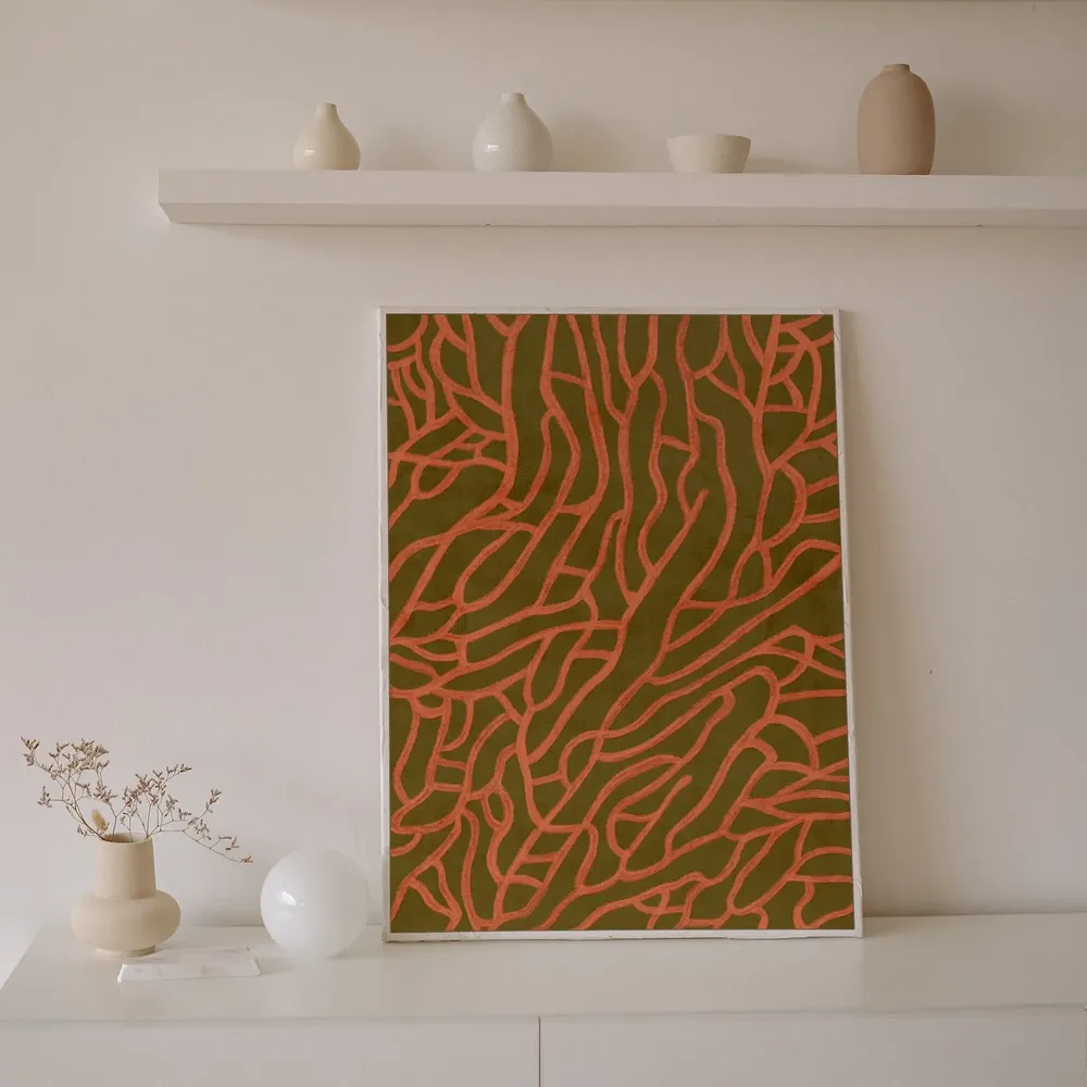 Scandi Eclectic Abstract Art Print, Boho Living Room - Image 2