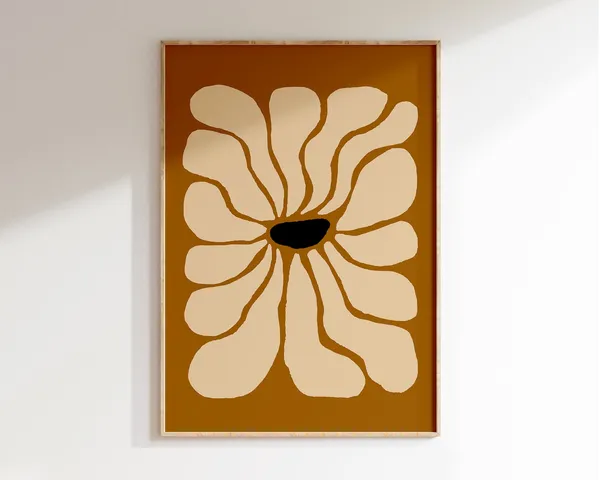 Boho Flower Abstract Botanical Art Print, Matisse Inspired