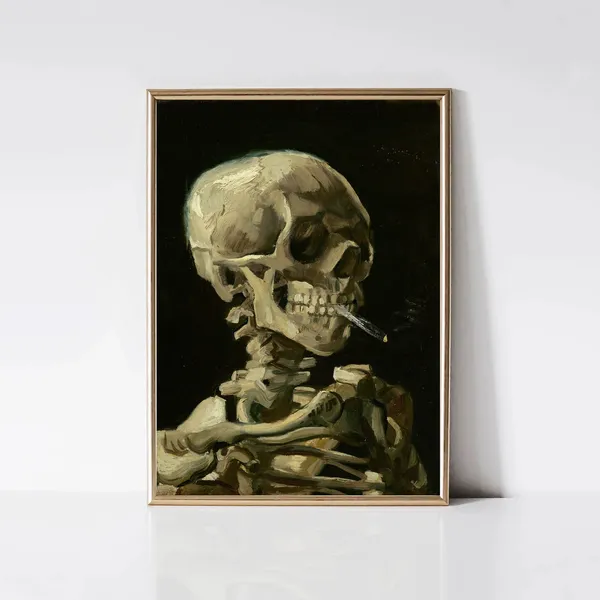 Skull of Skeleton Smoking Cigarette, Dark Academia