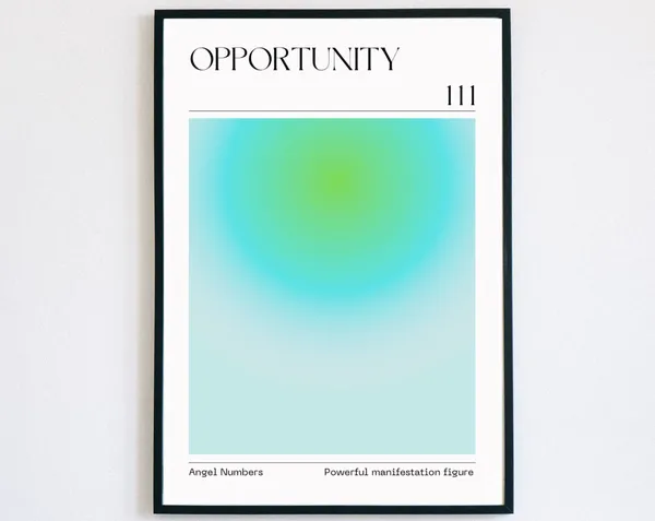 Gradient Angel Number 111 Art Print, Spiritual Wall Art