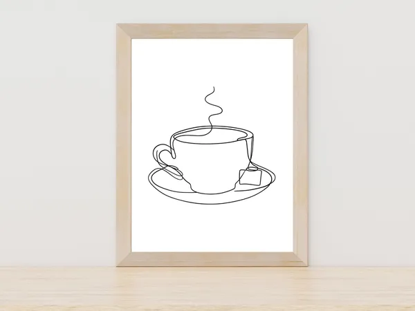 Tea Cup One Line Art Print, Kitchen Decor