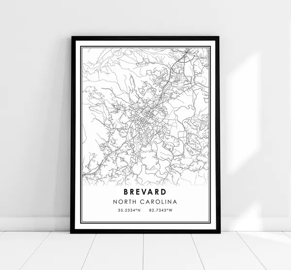 Brevard Map Print, Modern North Carolina City Art