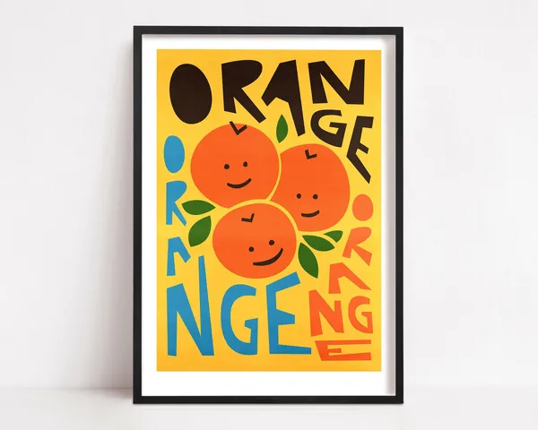 Orange Print Fruit Art, Retro Kitchen Poster