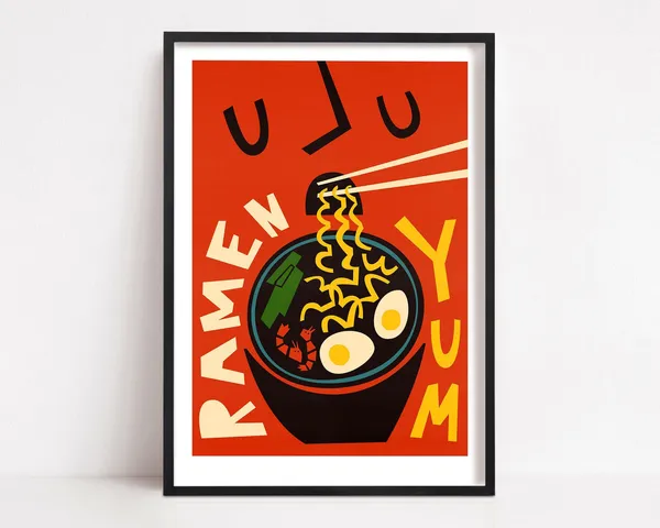 Ramen Print, Mid-Century Modern Kitchen Art Poster