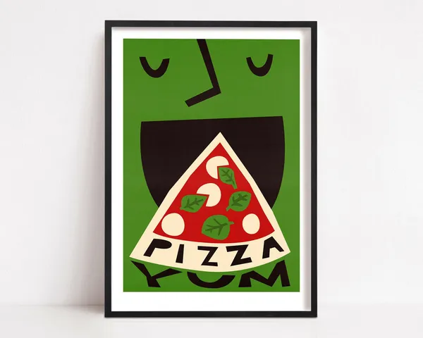Pizza Print, Mid-Century Kitchen Art Print