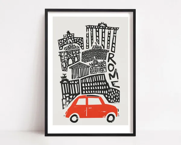Rome Italy Mid-Century Travel Poster, City Map