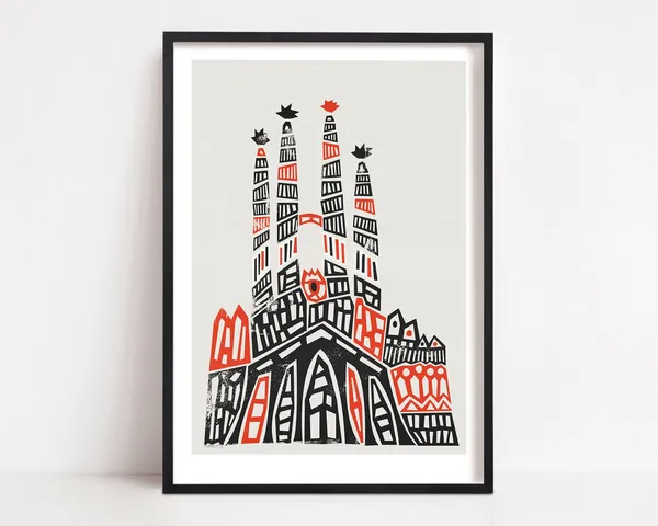 Sagrada Familia Barcelona Travel Poster, Architecture