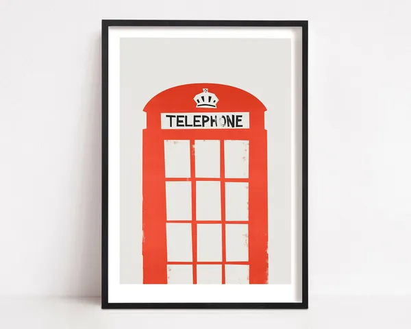 London Red Telephone Box Retro Style Art Print