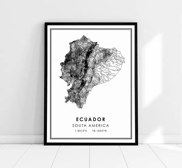 Ecuador Map Print, Modern South America Poster