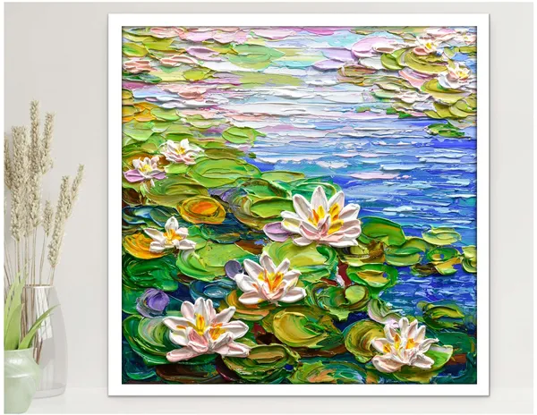 Monet-Inspired Water Lilies Art Print, Impressionist Floral