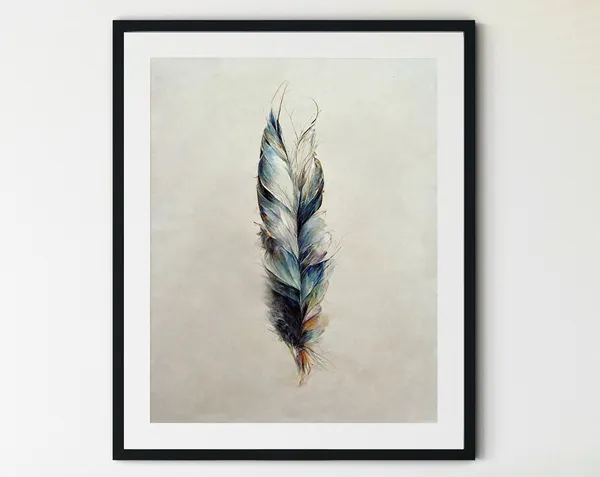 Vintage Feather Art Print, Rustic Wall Decor