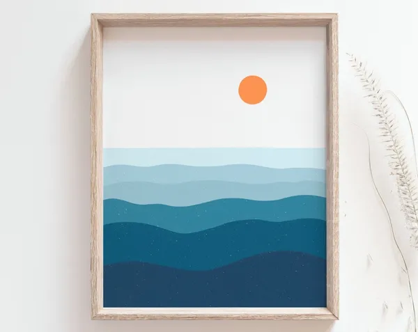 Sunset Ocean Sunset Poster, Minimalist Coastal Art Print