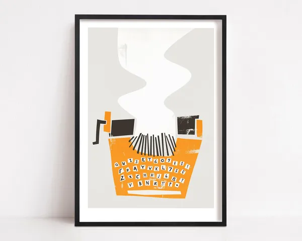 Retro Typewriter Art Print, Mid-Century Vintage Style