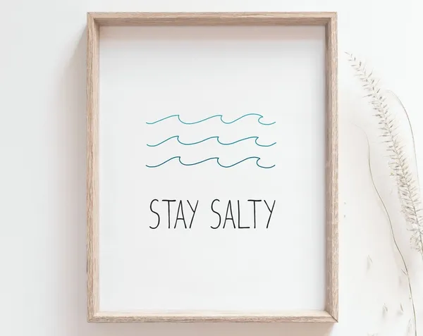 Stay Salty Simple Wave Minimalist Surf Art Print