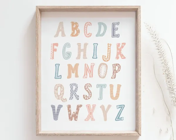 Rainbow Alphabet Poster, Nursery Educational Art