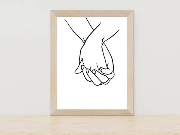 Holding Hands Line Art Print, Minimalist Couple Hands