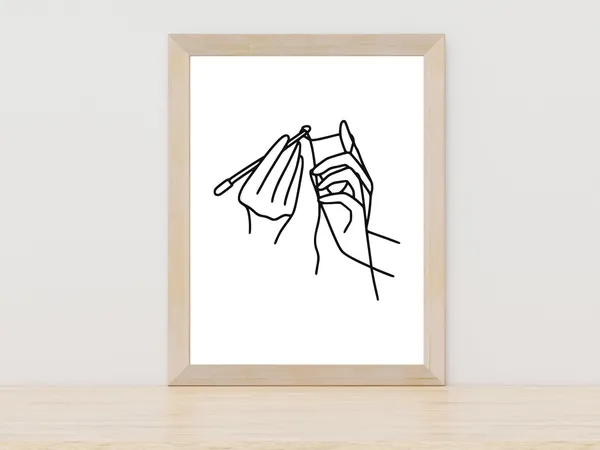Crochet Line Art, Sewing Room Decor Art Print