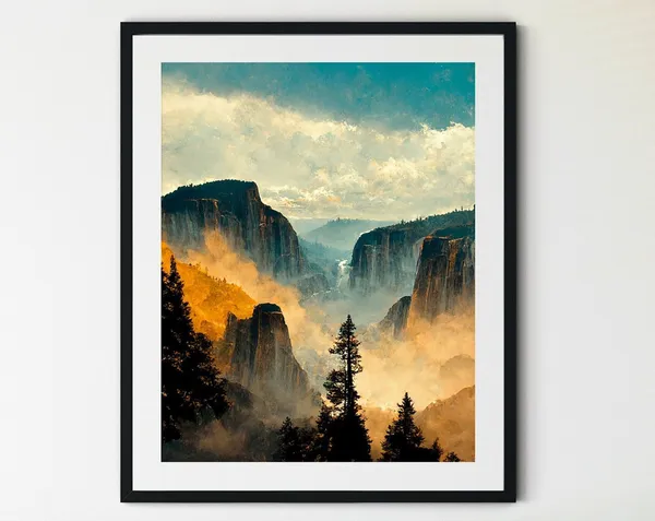 Yosemite National Park Poster, Mountain Art Print