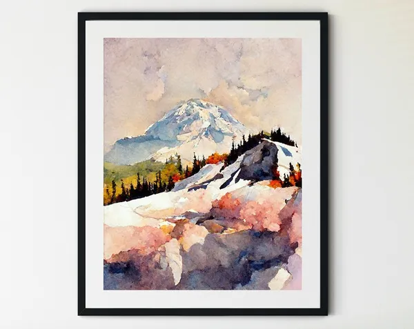 Mount Rainier National Park Art Print, Mountain Landscape
