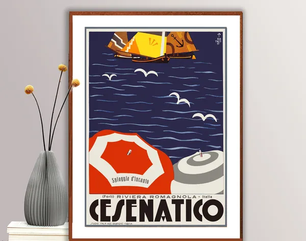Riviera Romagnola Cesenatico Vintage Travel Poster