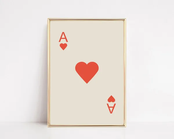 Red Ace Of Hearts Vintage Retro Poker Art Print