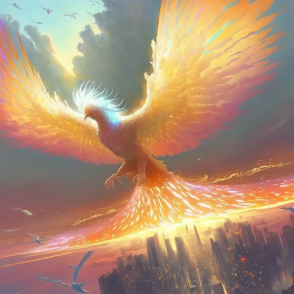 Iridescent Phoenix Fantasy Art Poster