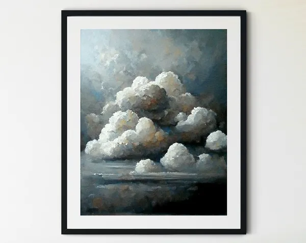 Clouds Vintage Print, Countryside Sky Art Print