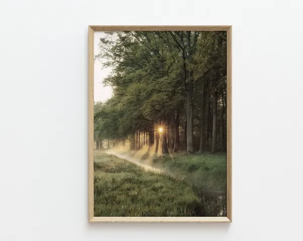 Dark Green Forest Modern Landscape Art Print