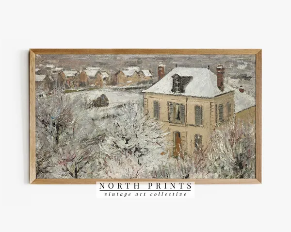 Christmas Vintage Winter Village Scenery Art Print